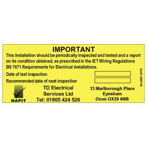 100 Swift 206PYB Personalised NAPIT Periodic Labels