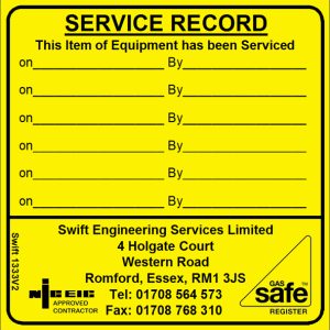 100 Swift 1333V2N Equipment Service Record