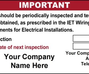 100 Swift 201P Personalised NICEIC Approved Contractor Label