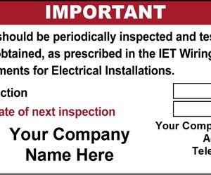100 Swift 202P NICEIC Domestic Installer Periodic Test Label