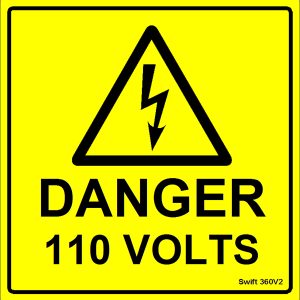100 Swift 360V2 Danger 110 Volts Labels