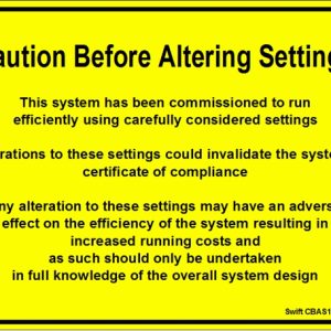 100 Swift CBAS10076 "Caution Before Altering Settings"
