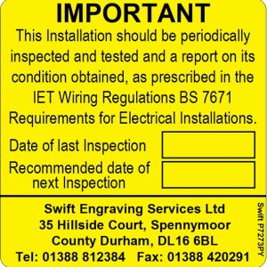 100 Swift P7273PY Periodic Test Label Personalised