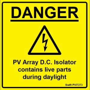 100 Swift PVI7273 PV Array DC Isolator Labels