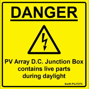 100 Swift PVJ7273 PV Array DC Junction Box Labels