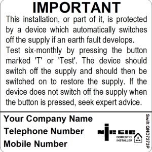 100 Swift SND7273P NICEIC Domestic Installer Six Monthly Test